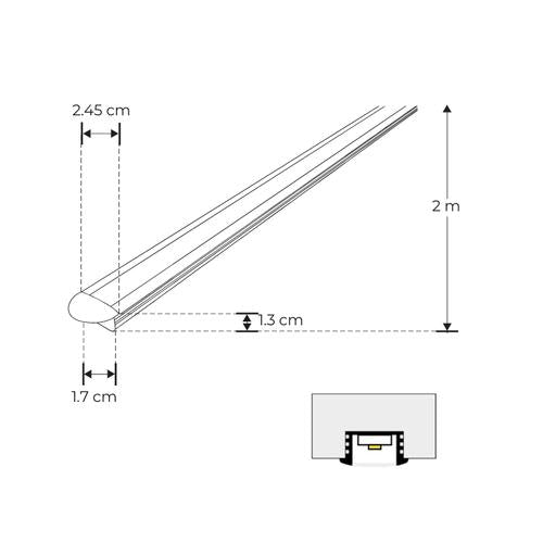 Perfil Aluminio 102 Empotrar 17X13MM DXAP02NKIT - Wattko